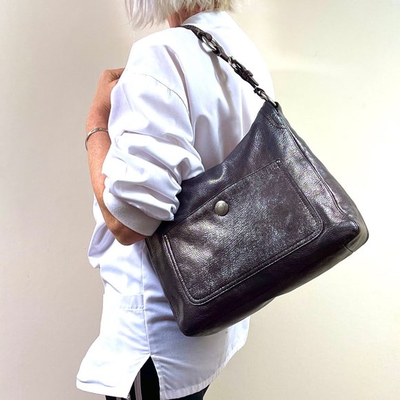 Coach Metallic Gray Shoulder Bag - Picture 2 of 15